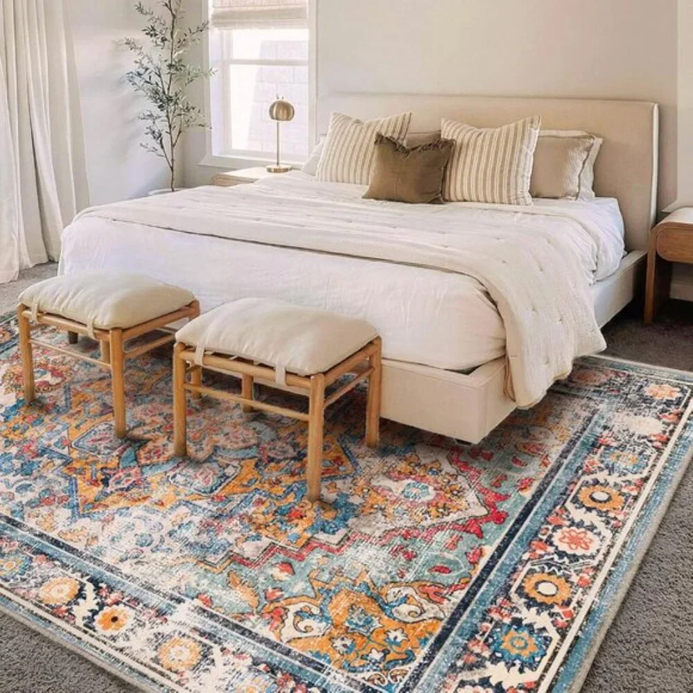 New 6x9 Washable Boho Vintage Rug Non-Shedding Carpet for Home & Room Decor